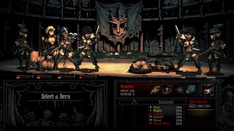 Darkest Dungeon. This nude mod replaces the Hellion with a lewd version. Contains 4 texture versions like nude or clothed with visible or hidden eyes. Includes 4 color variants for each version. Added new sexy animations. Not compatible with any other hellion skin, including the base skin. Credits: XelswordArt.